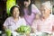 Senior Couple and daughter Enjoying hot pots