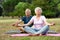 Senior couple doing yoga