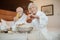 Senior couple enjoying their breakfast in a hotel