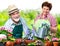 Senior couple in the flower garden