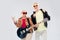 Senior couple with guitar showing rock hand sign