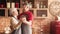 Senior couple in love dancing in kitchen