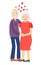 Senior couple in love. Elderly people stand and hug together. Vector illustration. Old couple in love. Vector drawing of