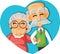 Senior Couple in Love Vector Cartoon Illustration