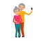 Senior Couple Makes a Selfie. Vector Illustration