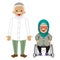 Senior couple -Muslim, Wheelchair grandma