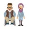 Senior couple -Muslim, Wheelchair grandpa worn Eyeglasses