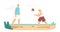 Senior Couple Playing Beach Volleyball on Sea Shore Throw Ball to Each Other. Aged Family Leisure, Happy Grandparents