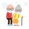 Senior couple in protective medical masks. Elderly against coronavirus. Grandmother and grandfather protected against virus