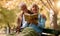 Senior couple, reading book and relax outdoor on bench in summer for retirement freedom, travel adventure and happy