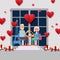 Senior couple on romantic date in Paris, elderly people celebrate valentine day together, vector illustration