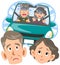 Senior couple`s face worried about driving a car