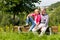 Senior couple sitting on bench