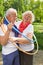 Senior couple together in a hoop