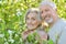 Senior couple under blooming tree