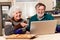 Senior couple using computer