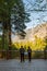 A Senior couple watches the Southern Picket mountain range from North Cascades visitor center.