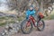 Senior cyclist with fat mountain bike in Colorado prairie