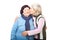 Senior daughter kissing elderly mother