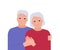 Senior elderly couple man and woman hug together. Grizzle and with wrinkles people. Family old age, happy pair, love