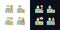 Senior executive roles light and dark theme RGB color icons set