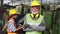 Senior factory worker or engineer close up portrait in factory