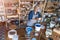 Senior female pottery artist in her art studio