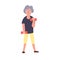 Senior fitness woman training with dumbbells. Recreation and leisure senior activities concept. Cartoon elderly female