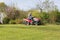 Senior gardener cut grass