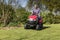 Senior gardener cut grass