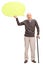 Senior gentleman holding a yellow speech bubble