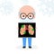 Senior gets with the coronavirus or COVIDâ€‘19 Old Man holds x-ray of lungs. Old people quarantine Prevent infection spreading