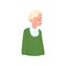 Senior grandpa avatar with white hair, green clothes
