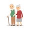 Senior happy couple cartoon relationship characters lifestyle vector illustration relaxed friends.