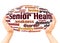 Senior Health word cloud hand sphere concept