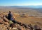 Senior hiker enjoying view of Lake Mead, Nevada.