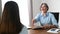 Senior hr manager conducts interview