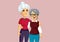 Senior Ladies Being Best Friends Vector Cartoon Illustration