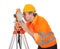 Senior land surveyor with theodolite