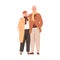 Senior love couple of elderly man and woman in modern fashion casual clothes. Old people, spouse portrait in trendy