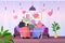 senior loving couple celebrating happy valentines day aged man woman in love holding gift box and flowers bouquet
