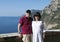 Senior male and Korean wife enjoying vacation Amalfi Coast.