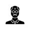 Senior man black glyph icon