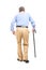 Senior man with cane walking