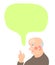 Senior man cartoon character portrait with speech bubble