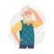 Senior Man Character Looking Into the Distance Vector Illustration