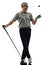 Senior man golfer golfing shadow silhouette isolated white back