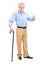 Senior man holding a cane