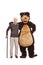 Senior man hugging a guy in bear costume