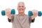 Senior man lifting hand weights